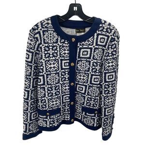 Alan Stuart Women's Blazer Jacket Button Up Vintage Knit Quilted Blue Size 12